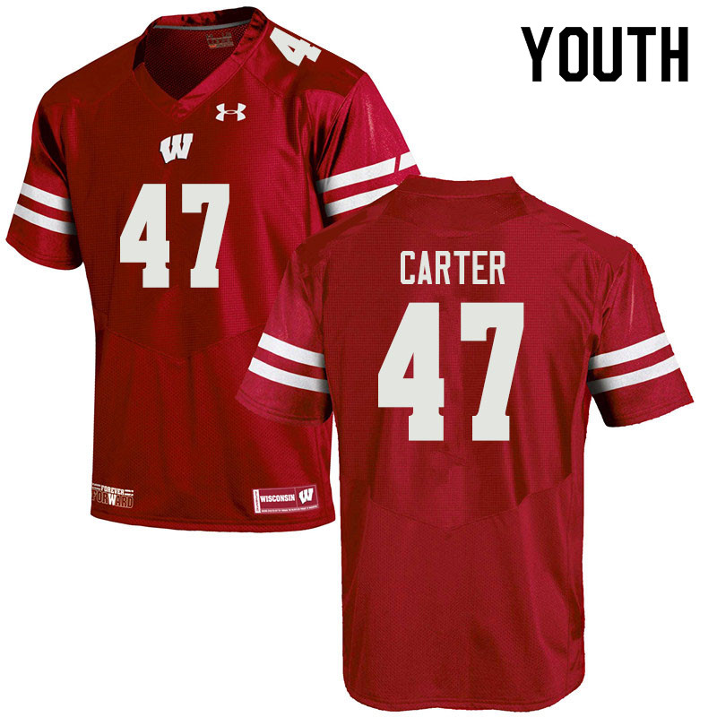 Youth #47 Nate Carter Wisconsin Badgers College Football Jerseys Sale-Red - Click Image to Close